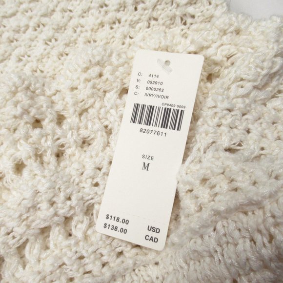 By Anthropologie Flutter-Sleeve Crochet Sweater Top - Medium - Picture 11 of 11